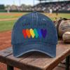 LOVE IS LOVE LGBTQ Pride Rainbow Heart Washed Baseball Cap Adjustable Buckle Lightweight Breathable Unisex