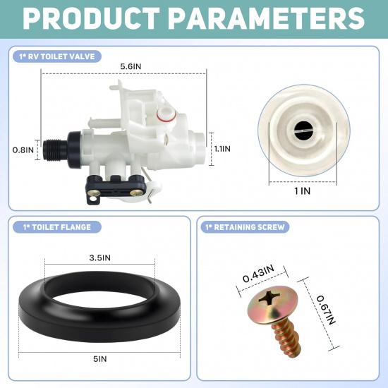 31705 RV Toilet Water Valve Kit - Fits Thetford Aqua-Magic V (High/Low Hand/Foot Flush) | Leak-Proof, Freeze-Resistant, Replaces 3, 31687, 31653