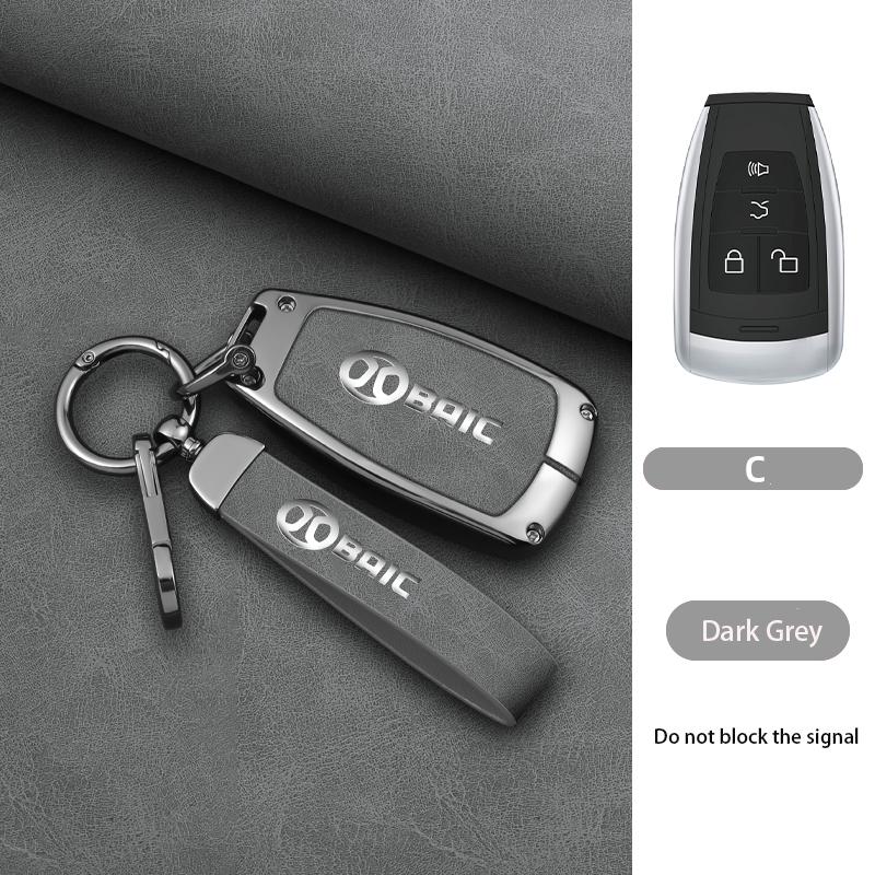 

Zinc Alloy Leather Car Key Cover Case Keyring Bag For Baic X7 Bj40 Senova D50 D70 X55 X65 Eu5 Eu7 Fob Protector Keychain Holder