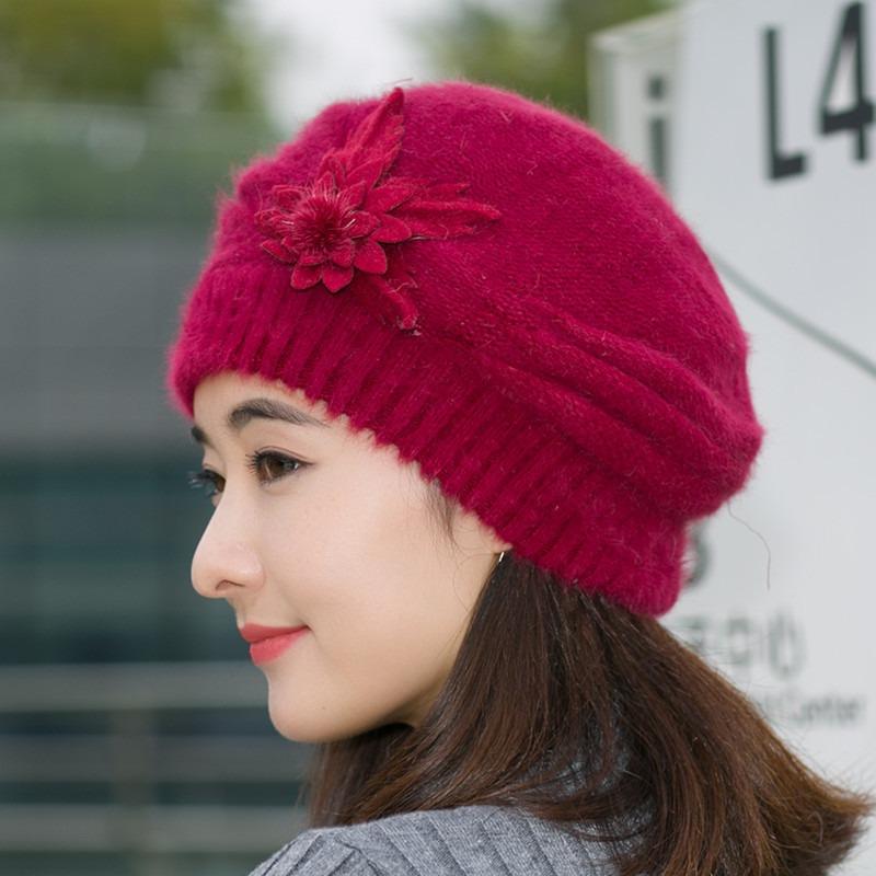 

Модные женские шапки осень-зима креативная вязаная крючком цветочная шапка теплая французская шапка-берет для женщин популярная для холодной погоды One Size