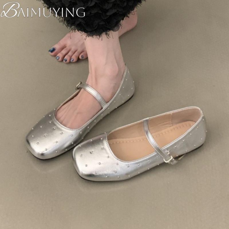 Square Toe Marie Janes Shoes Woman Loafers Summer Women Flat Sandals 2025 Trend Soft Sole Elegant Dress Comfort Casual Zapatos