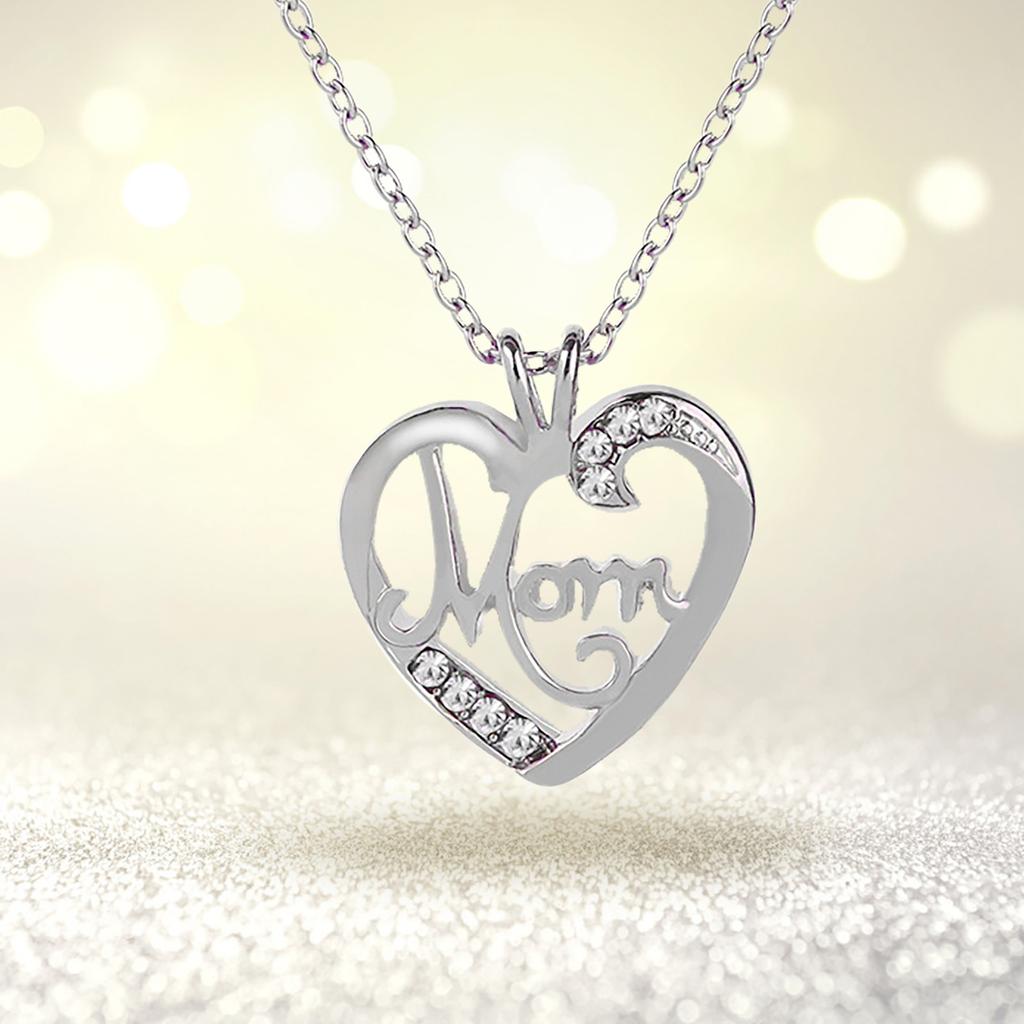 Heart Shaped Crystal Pendant Necklace Jewelry Mother's Day Gift For Mom