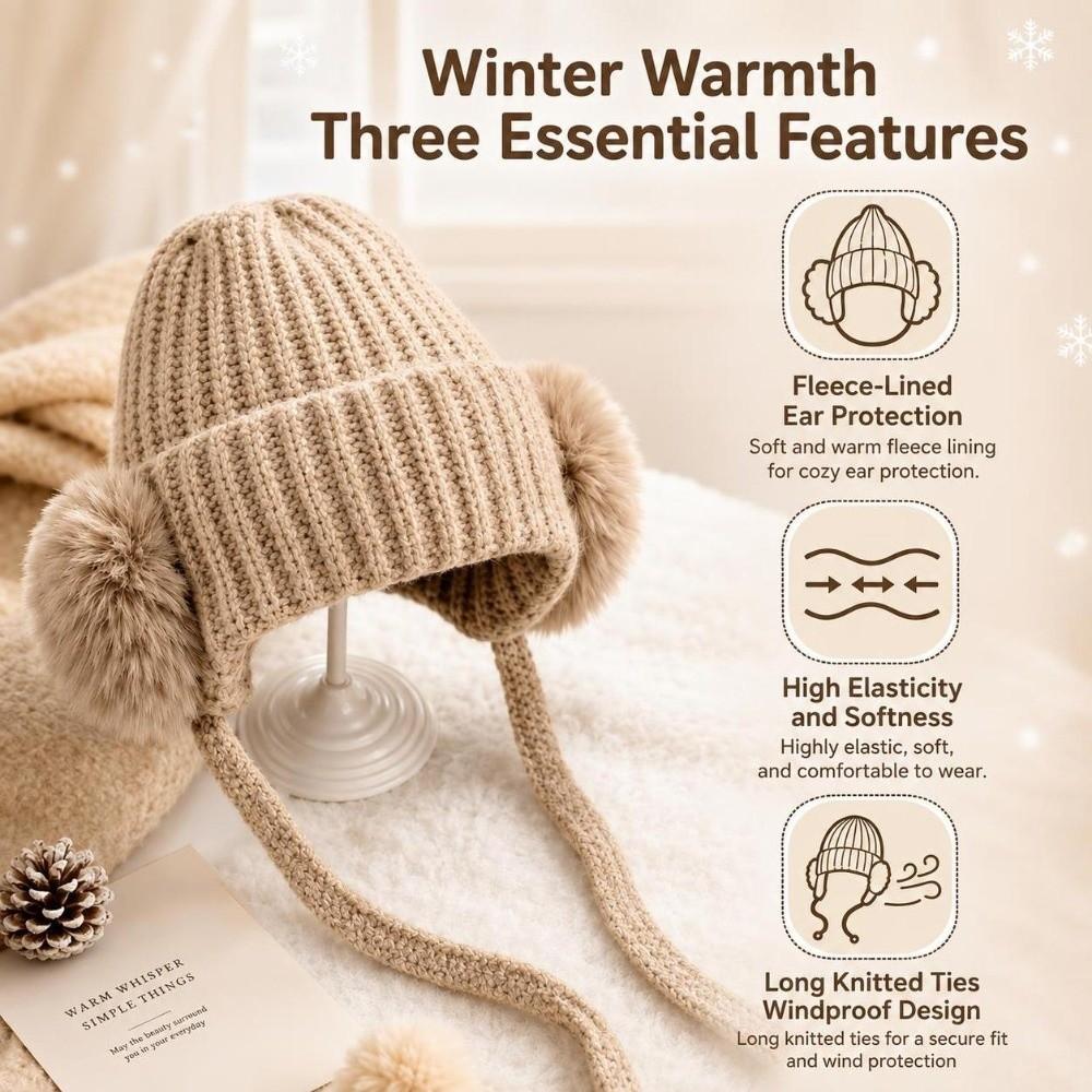 Soft Winter Skullcap Warm Thermal Ski Hat New Knitted Beanie Hat Women