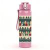 1PC Christmas Tree Seamless Pattern Print 750ml Color Plastic Sports Water Bottle Leakproof Flip Straw Lid Suitable for Sports Office Home Use