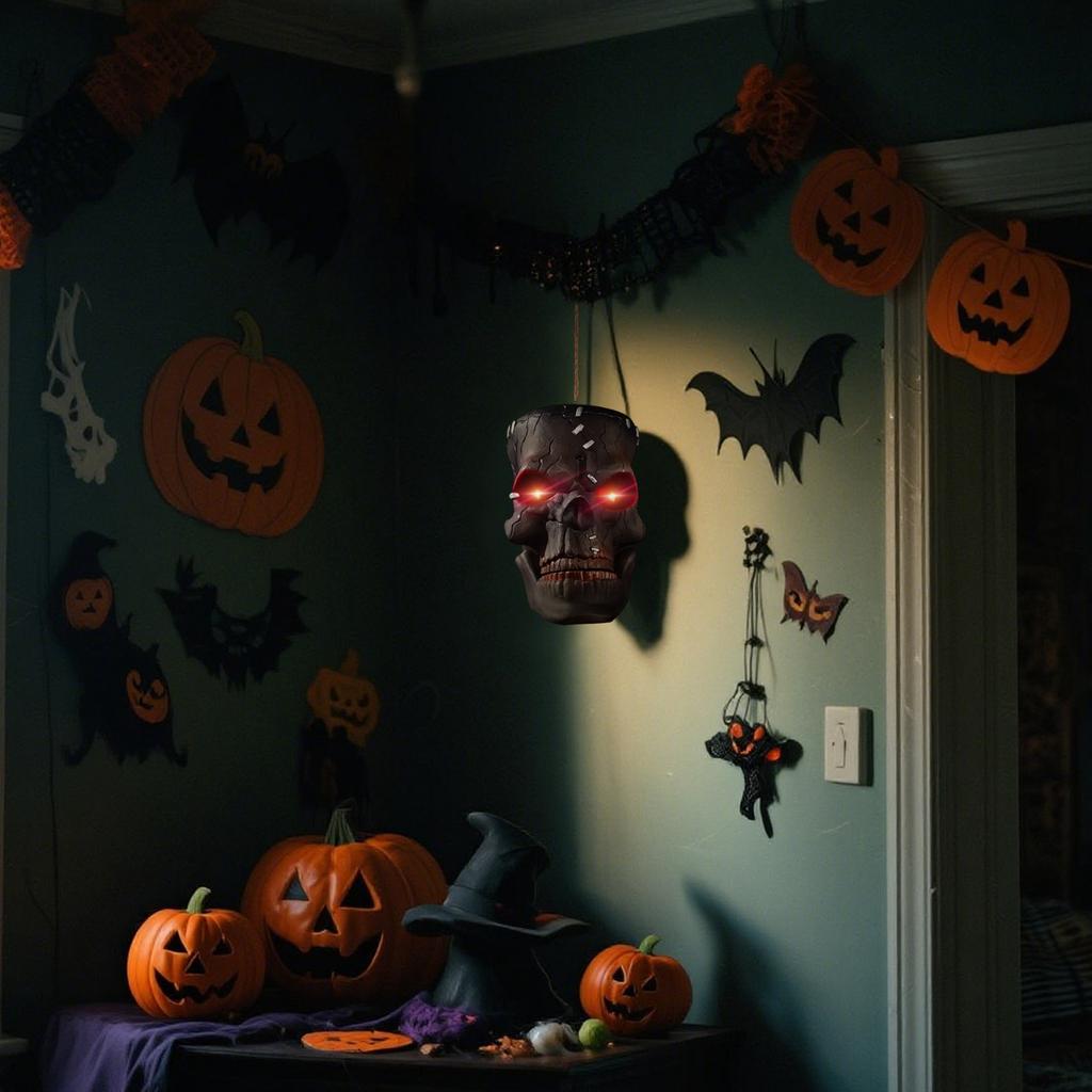 Halloweenské hračky, Elektrické snímání, Hlava, Dům, Rekvizity pro dekoraci strašidelného domu, Přívěsky pro žert.