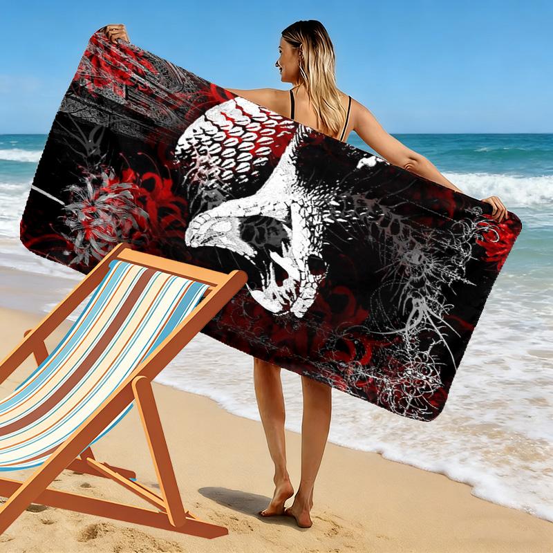 Gothic Skull Print Beach Towel, Large Soft Quick Dry Towel for Beach Camping Swimming