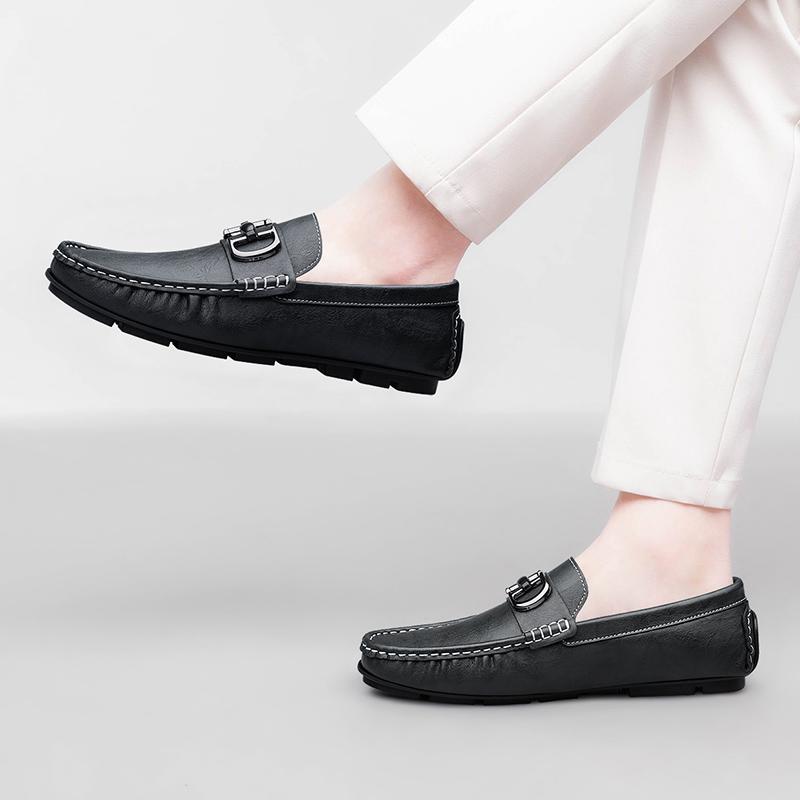 Fashion Slip-On Casual Shoes Men's Genuine Leather Loafers Comfortable Soft Sole Classic Driving Moccasins for Men Business Dress Shoes