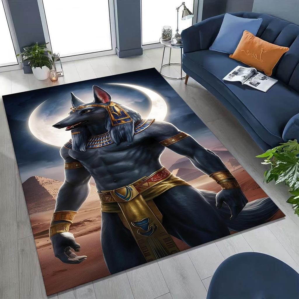 Ancient Egyptian God Dead Anubis Pharaoh Tutankhamun Mask Rug Carpet for Bedroom Living Room Sofa Doormat Decor,Non-slip Mat
