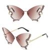 Cycling Butterfly Sunglasses for Women UV Protection Vintage Rimless Sun Glasses Eyewear Decoration