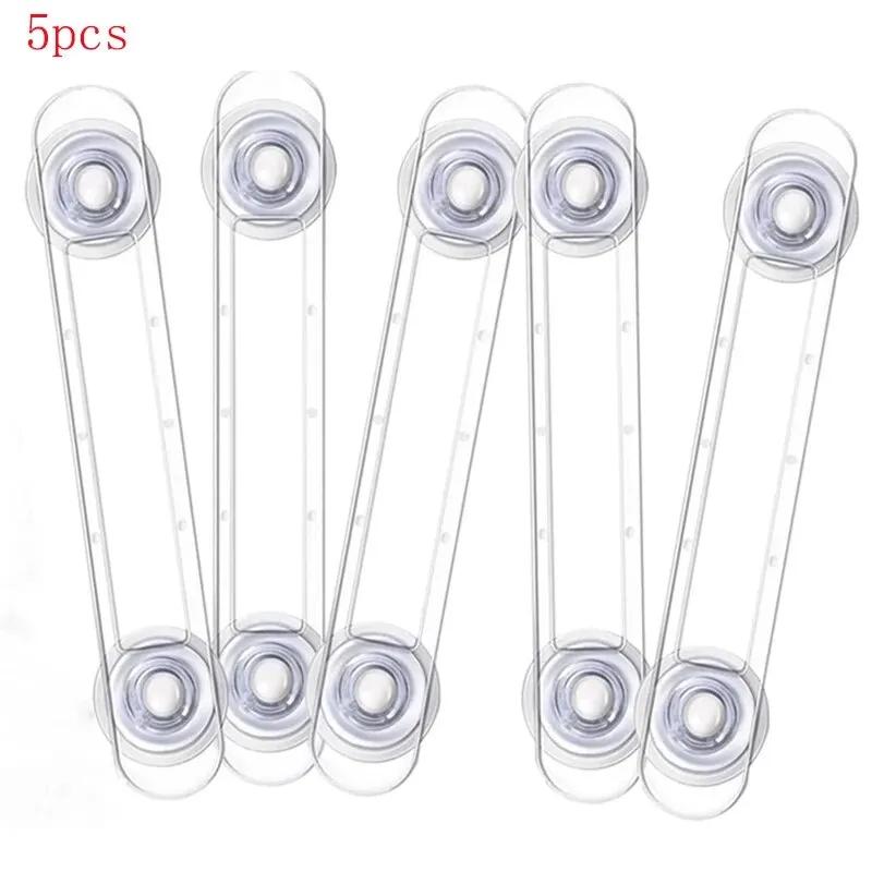 

5pcs Child Safety Lock Tra nsparent Anti-Opening Soft Strap Safety Lock Multi-functional Baby Drawer Refrigerator Lock