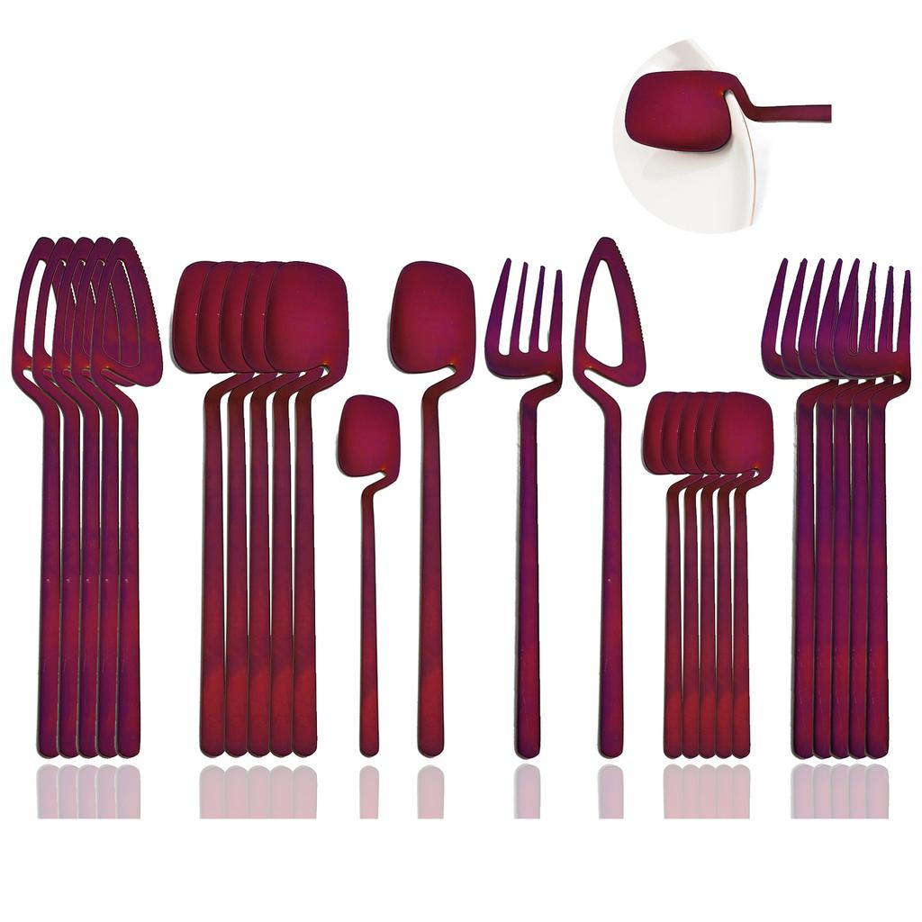 Silverware Set Satin Finish 24-Piece Stainless Steel Flatware Set Kitchen Utensil Set Service for 6 Dishwasher Safe