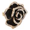Flower Brooch Pin Rhinestone Elegant Shiny Stylish Alloy Vintage Flower Brooch Black for Party
