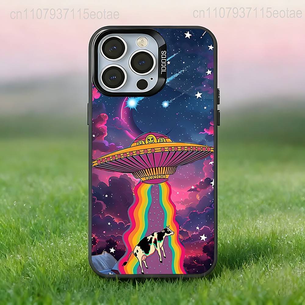 

UFO Alien Thing ART Phone Case For iPhone 17,16,15,14,13,12,11,Pro,Max,Plus,E,Air,Mini Black Tpu IMD Cover iPhone16e