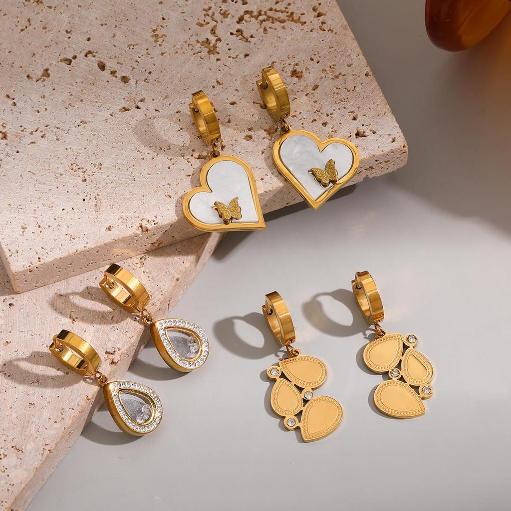 Stainless Steel Women's Luxury Versatile Stud Earrings with Unique Design