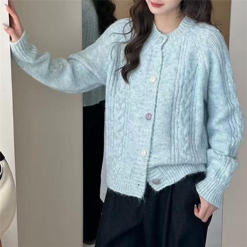 Women's Chunky Knit Cardigan - Cozy Autumn/Winter Loose-Fit Outerwear, Thick Cable Knit Top