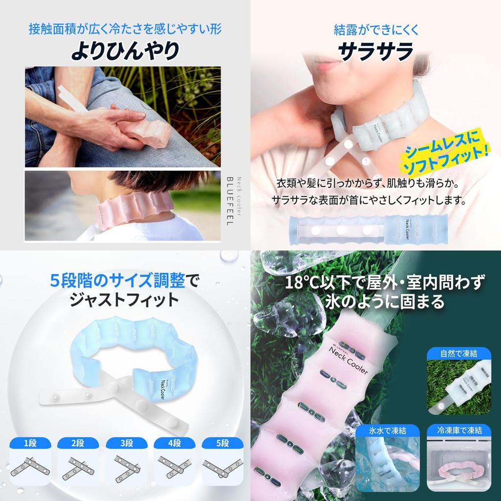 BLUEFEEL Ice Neck Cooler Comfort Backpack Set Cools Neck To 5 Heat Durable TPU Neck Blue BLF25128set & Re-Cooling [High-Purity PCM, 18°C, Freezes,