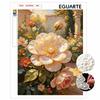 Framed Pearl Bead Painting Kit Elegant White Flower Garden Design DIY Shiny Canvas Art Creative Craft for Desk Decor Gift Relaxing Hobby Project