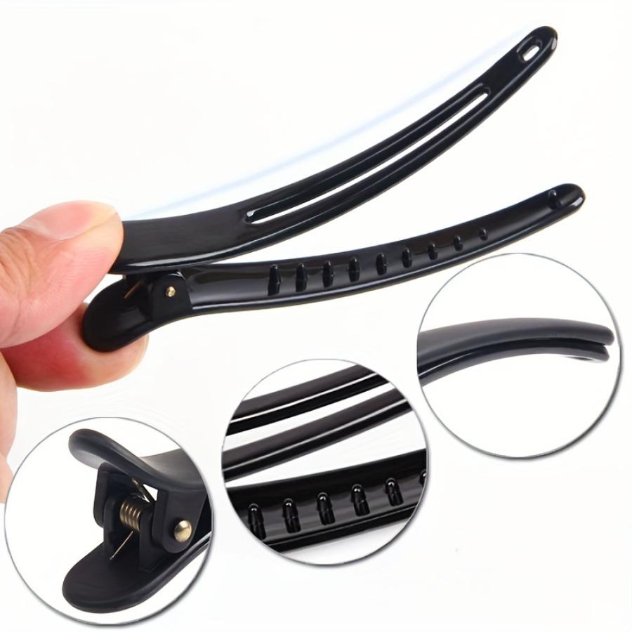 6pcs Black Matte Duckbill Clip - Vintage Salon Style Hair Accessories for All Hairstyles, Hairdresser Supplies
