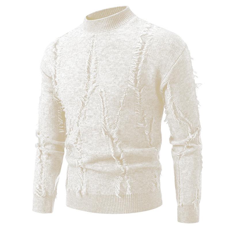Ripped Sweater Men's Autumn and Winter New Sweater Knitted Sweater Men's Thickened Men's Sweater
