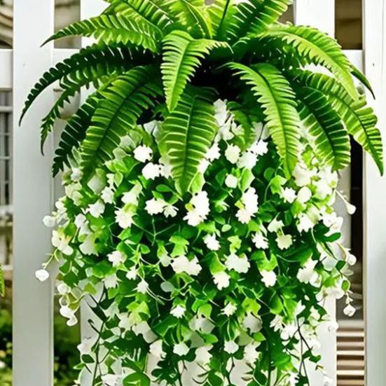 Fake Hanging Plants, UV Resistant Fake Vines, Artificial Ivy Plants, Outdoor Faux Plants, Indoor Bedroom Living Room Boho Wall Porch Shelf Decor