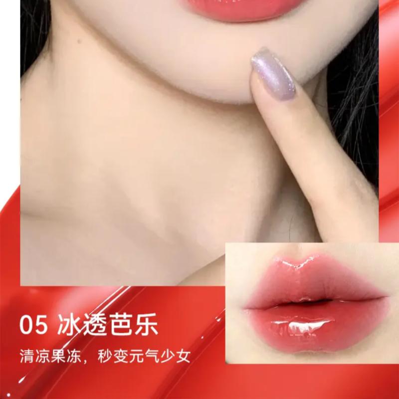Qiyu Xiaohu Double-Ended Raincoat Mirror Lip Glaze, Non-Fading, Non-Stick, Moisturizing, Hydrating, Brightening, Water-Glossy Plump Lips