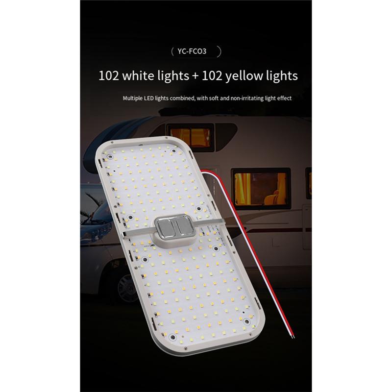 For RV For Camper Car/Trailer Boat Compatible 3 Color TEM LED Light Fixtures 204 Dimmable Leds