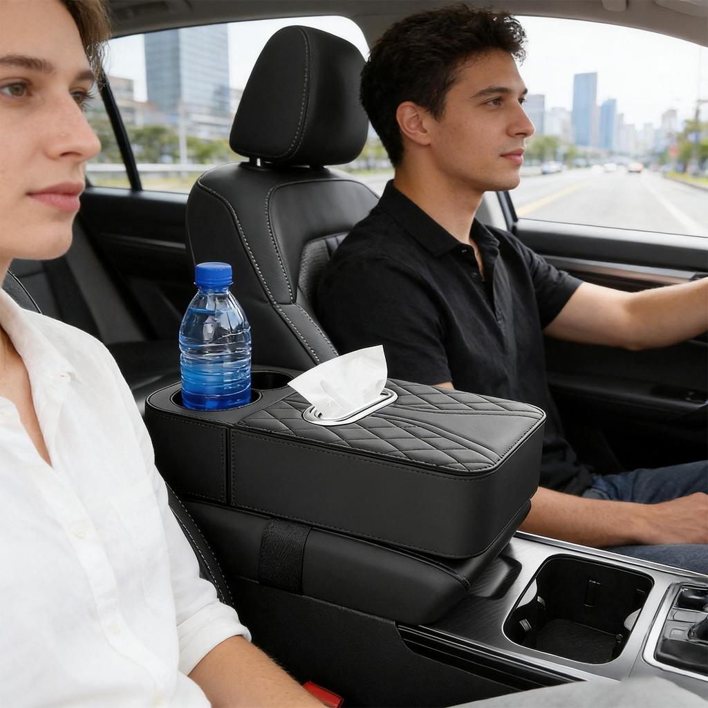 Car Armrest Cushion Raised Center Console Organizer Pad Vehicle Armrest Elbow Pad for Daily Commuting Travel Driving Truck SUV