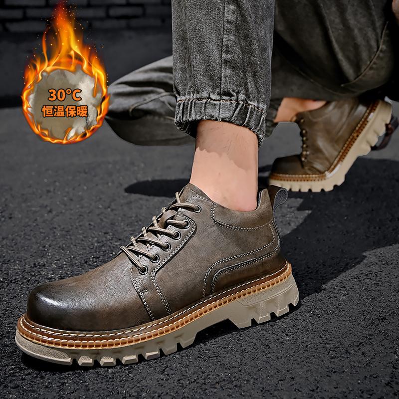 Fashion Luxury Men Leather Shoes Genuine Leather Brand Designer Shoes Italian Casual Men Boots Black Lace-up Work Ankle Boots for Men