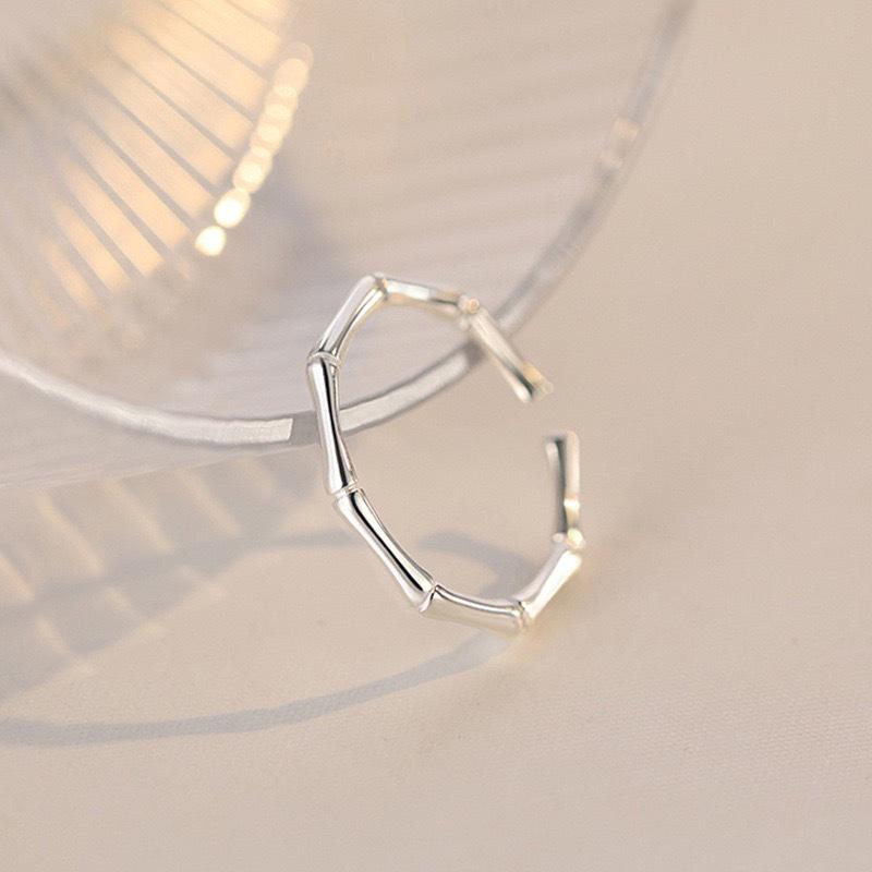 Sterling Silver Bamboo Joint Ring: Simple, Luxurious, Open Design in Chinese Style