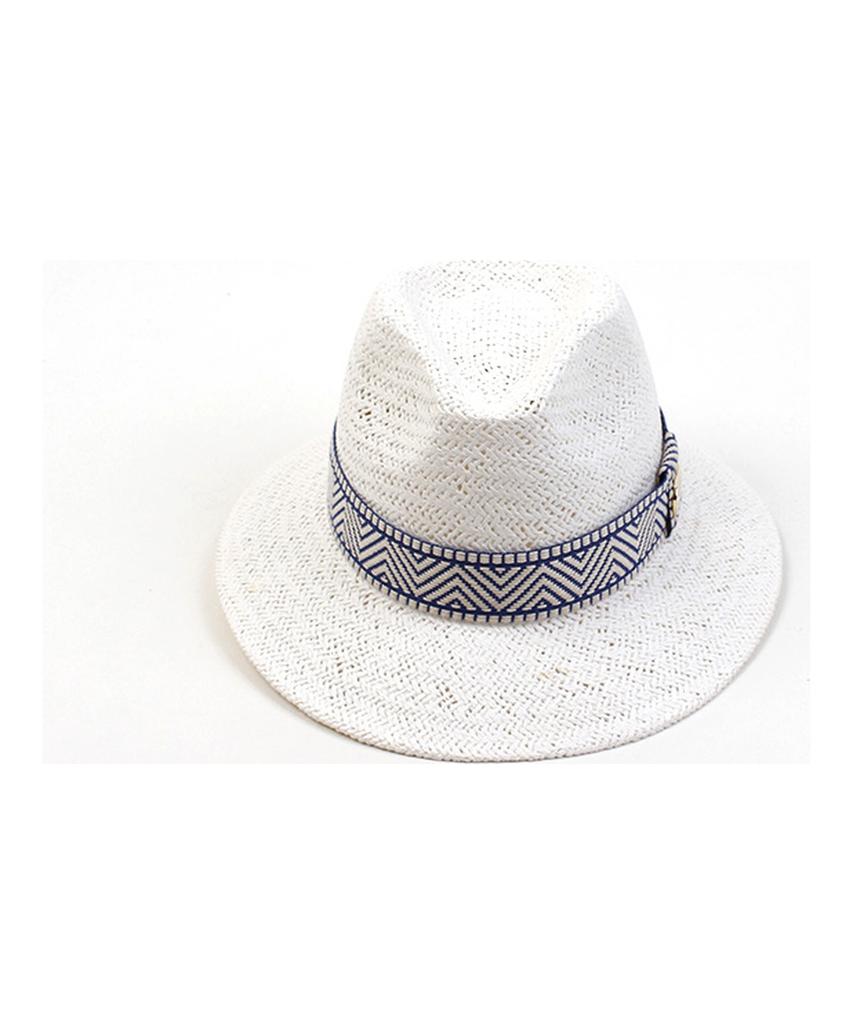Yunibeosyeolkemiseuteuli Blue Mono Line Swing White Short Fedora Summer Fedora