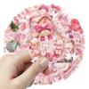 Christmas Stickers Transparent Plastic PET Pink Santa Claus Holiday 54PCS Cute Stationery Pen Holder Children's Decor Stickers