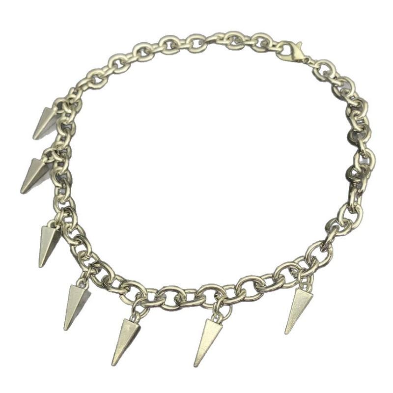 Goth Punk Rivet Tassel Pendant Choker Necklace for Men Women Sliver Color Stainless Steel Chain Collar Y2K Hip Hop Party Jewelry