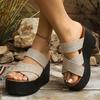 Fashion Cross Strap Wedge Heel Sandals for Women Summer 2025 Fashion Chunky Platform Slippers Woman Casual Thick Bottom Beach Sandalias