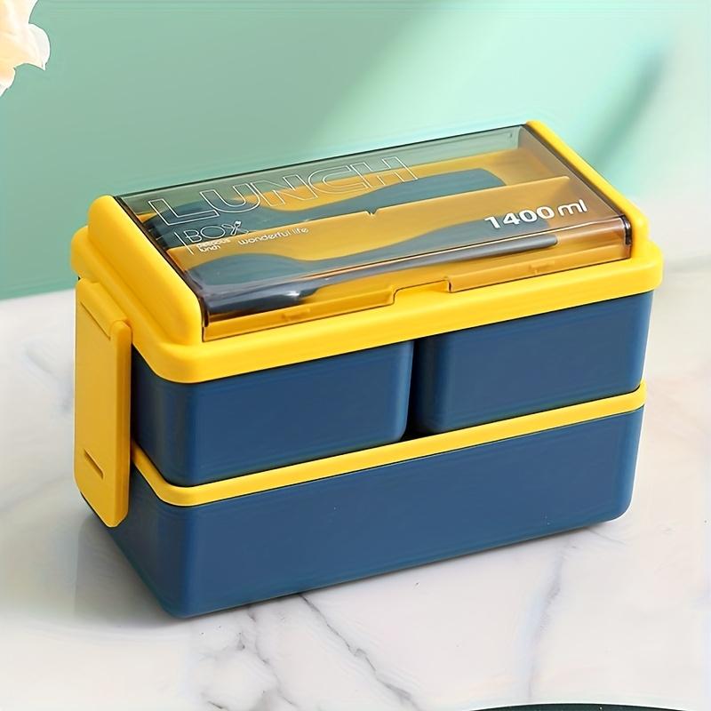 1pc Bento Boxes, Portable Double-layer Lunch Box With Cutlery And Lid, Reusable Food Storage Container, For Students, Travelers And Office Workers