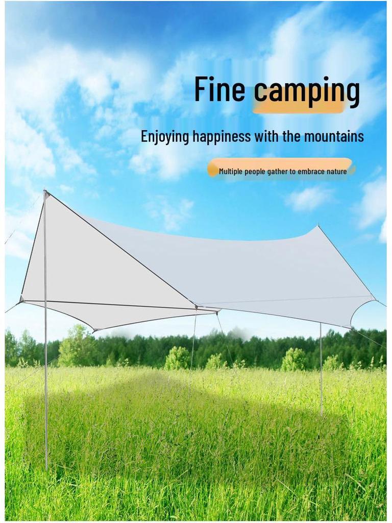 Forest Bee Outdoor Schwarzes Vinyl Campingzelt mit Regenschutz und Sonnenschutz, Sechseckiges/Achteckiges Schmetterlingsdesign, Silberbeschichtet.