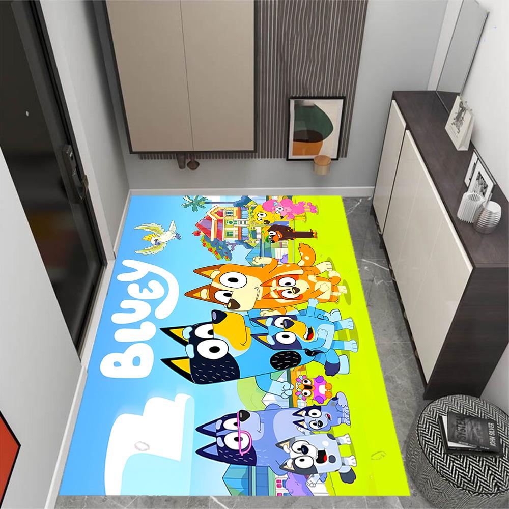 Tappeti Antiscivolo a Tema Amici Colorati di Bluey - Arredamento per la Casa in Poliestere, Adatti per Camere da Letto, Soggiorni, Ingressi, Studi e Decorazioni