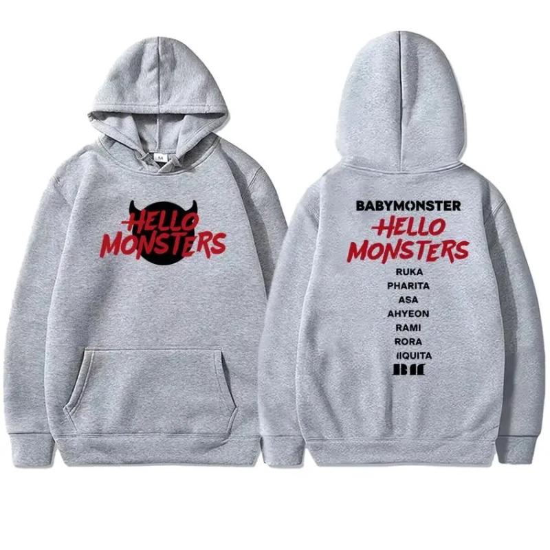 Hip-hop hooded sweatshirt, K-pop, Baby Monster, New "Hello Monsters" winter edition, suitable for both men and women