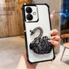 KEYSION Shockproof Plating TPU Phone Case for TECNO Spark Go 2 Pop 10 Glitter Jewelled Swan Kickstand Cover for Infinix Smart 10