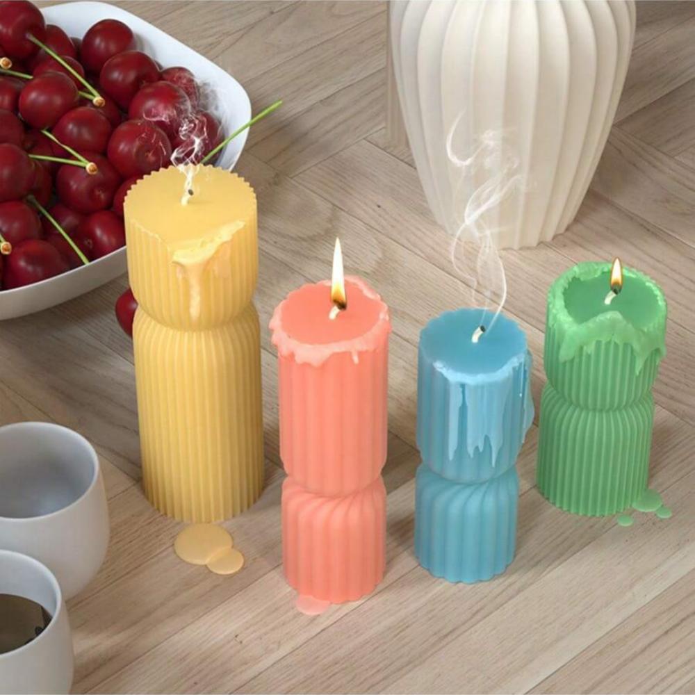 3D Cylindrisk Ljus Silikonform i Nordisk Stil Aromaljus Tillverkning DIY Gips Harts Hantverk Gjutformar Hem Bordsdekor