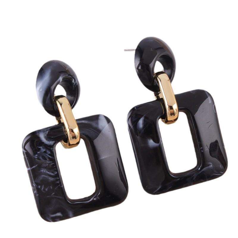 Textured Geometric Square Acrylic Stud Earrings Vintage Earrings Ear Accessories