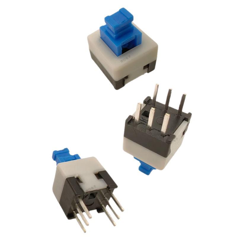 Vertical Self-Locking 7x7 High Head Button Switch, Double Row, Six-Pin, No-Lock