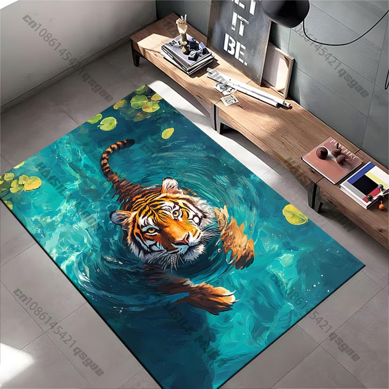 Tiger Swimming In Clear Water Carpet Yoga Living Room Room Decor Children's Crawling Mat Doormat Area Rug Games Mat