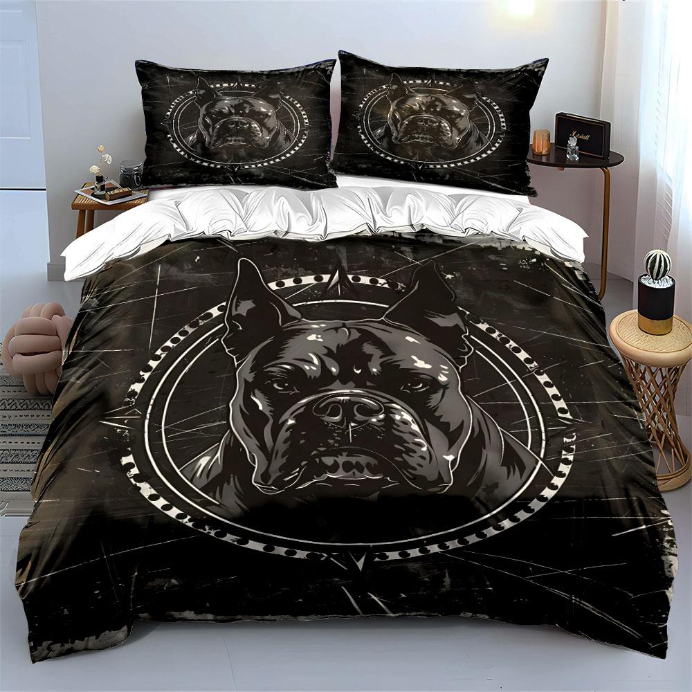 Bulldog Design Three-Piece Set Multiple Sizes Kid'S And Adults' Bedroom Exquisite 3Pc Bedding Set, Gift