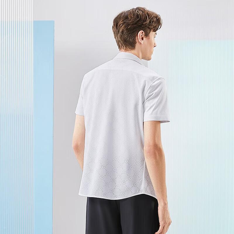 Septwolves Men's High-Elastic Knit Jacquard Short-Sleeve Shirt