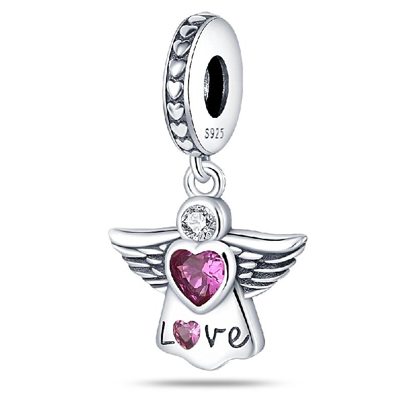 925 Silver Valentine's Day Love Pink Series Beads Suitable For Pan Bracelet Diy Anniversary Jewelry Gift