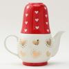 Sun Art Cute Tableware [Matryoshka] Teapot & Cups (Tea Set for 2) Red X White SAN1790