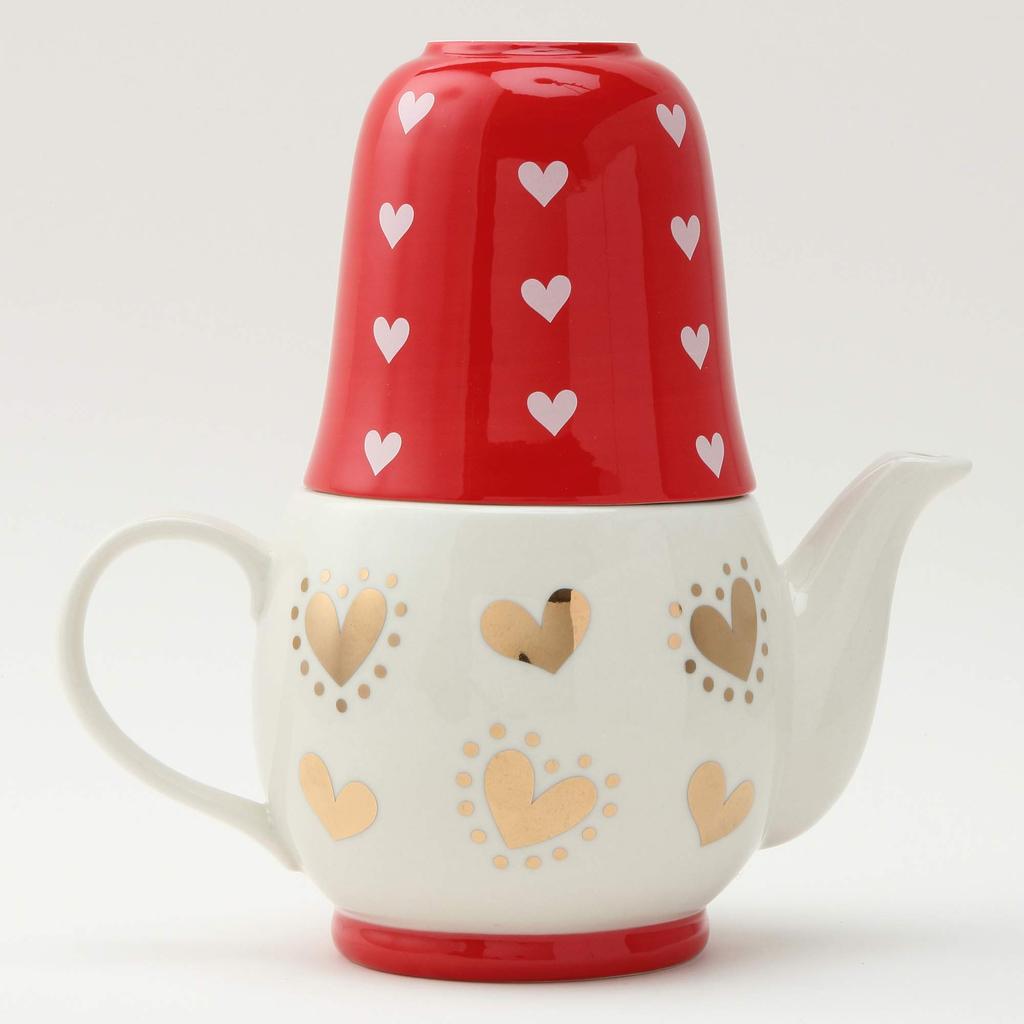 Sun Art Cute Tableware [Matryoshka] Teapot & Cups (Tea Set for 2) Red X White SAN1790