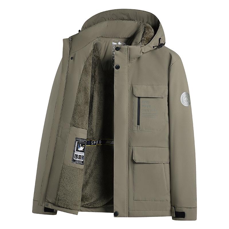 Men's Winter Hooded Jacket - Thick, Windproof, and Warm Outdoor Workwear