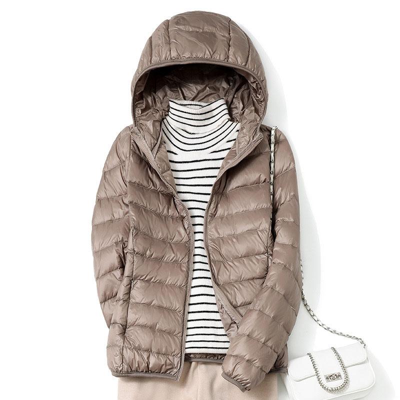 Giacca Piumino Ultraleggera da Donna Moda Coreana con Cappuccio Corta Femminile Antivento Traspirante Cappotto in Piuma