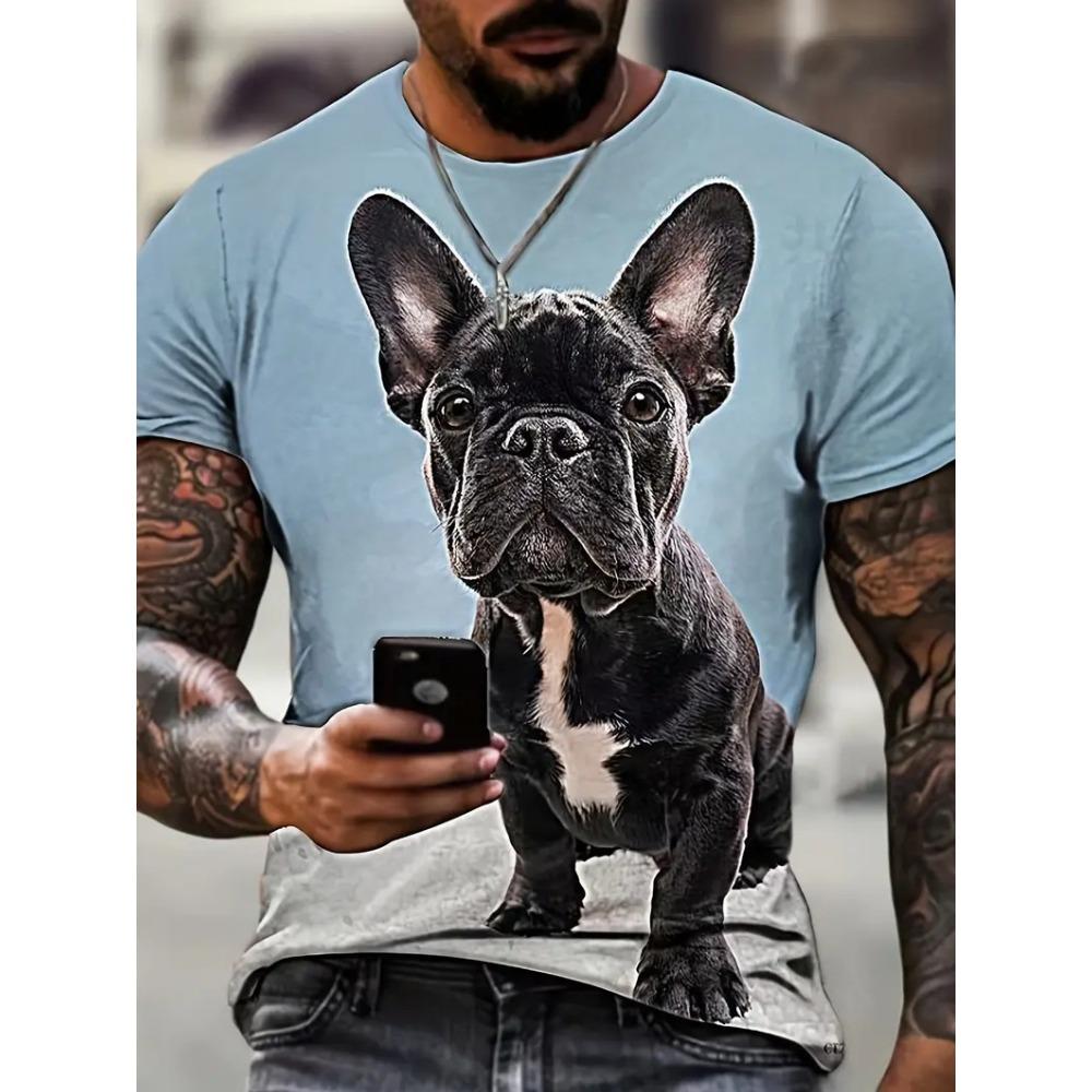 New 3D Dog Printed Men's T-shirt Summer Street Daily Casual Crew Neck Short Sleeve Tees Tops Harajuku Funny Pattern Men Clothing
